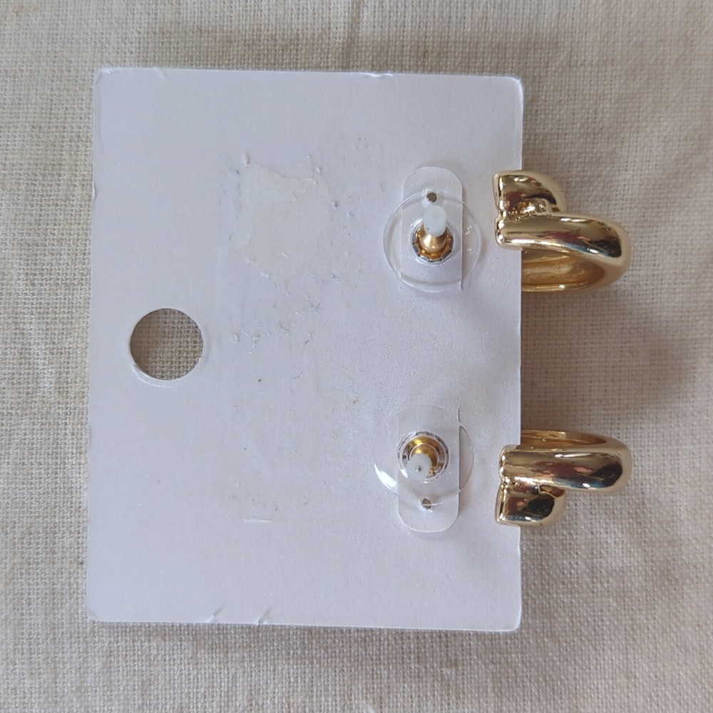 NWT Sugarfix by Baublebar Doubled Up Earrings Gold Toned Crystal Embellishment - Picture 5 of 5